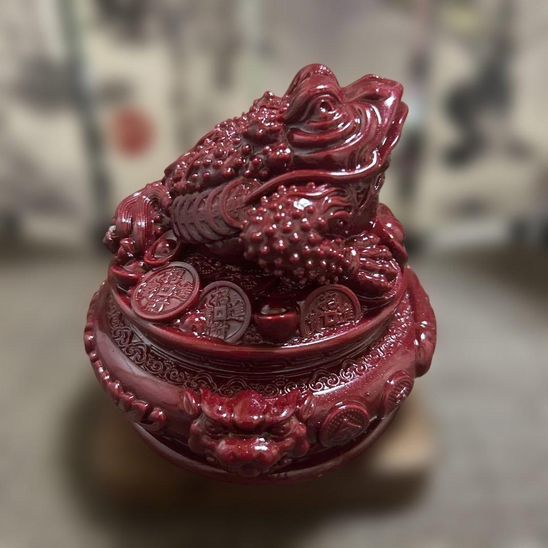 高純度 辰砂 シナバー 招財三足金蟾 風水 置物