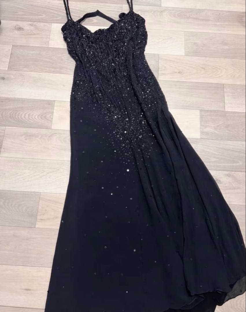 Dolce&gabba na ビーズ装飾 ブラック ロングドレス