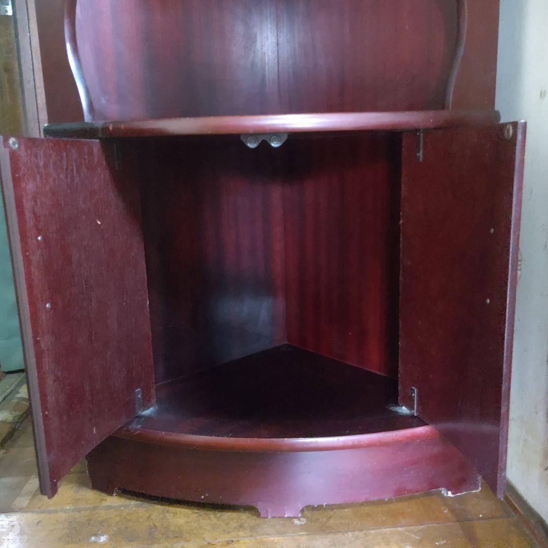 【お値下げ】木製コーナーキャビネット ダークレッド