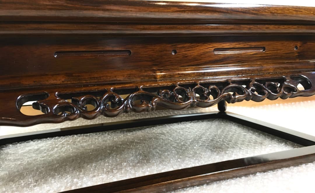 【勝峰作】花台 飾り台 螺鈿細工 金彩蒔絵 机 ガラス付属 ①