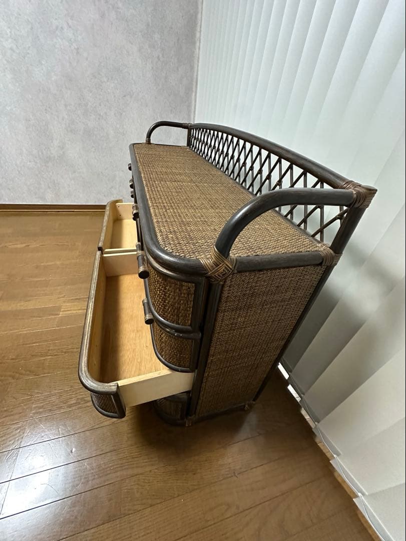 【送料込】籐 ラタンチェスト 4段 5引出し&4段10引出しの2個セット