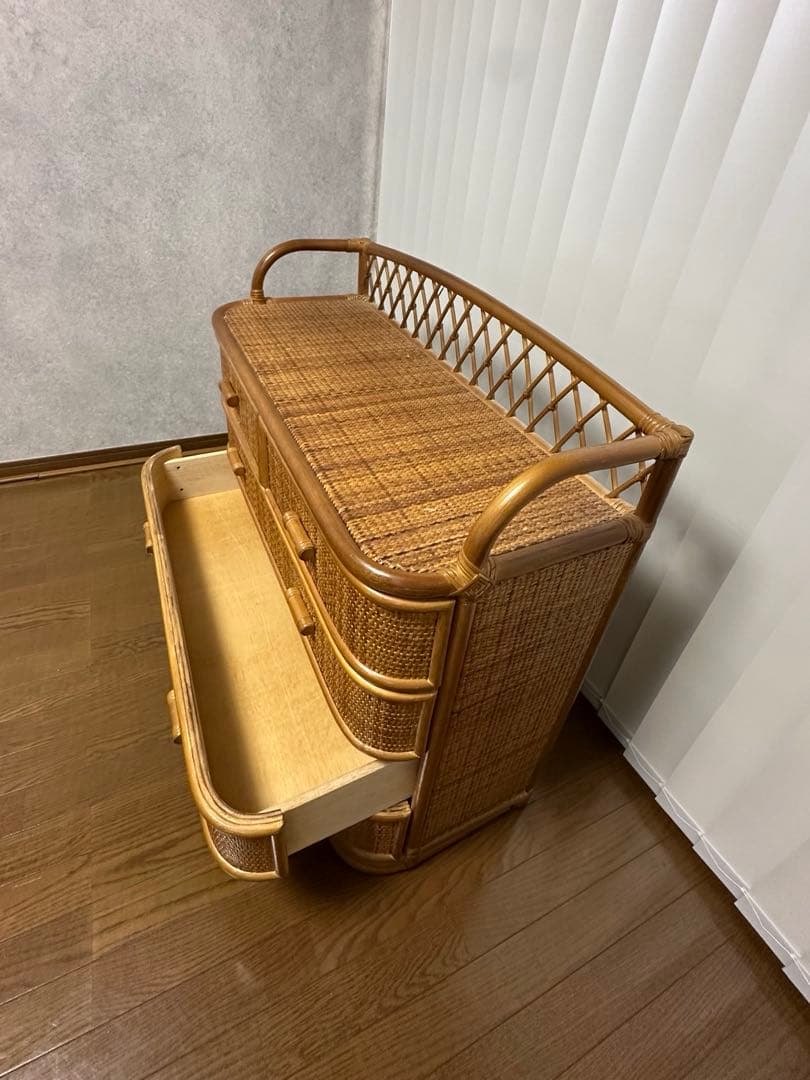 【送料込】籐 ラタンチェスト 4段 5引出し&4段10引出しの2個セット