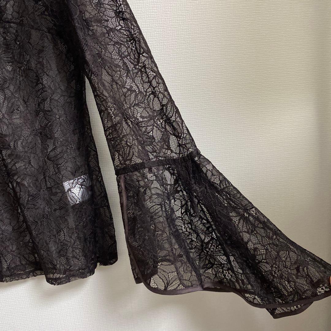 スーツ・フォーマル・ドレス ANDRESD bell sleeve slit dress L brown