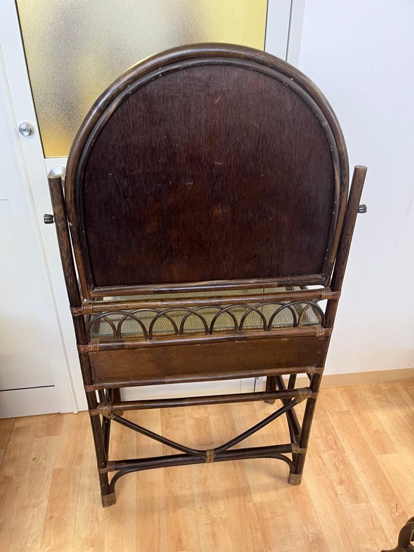 ヴィンテージ レトロ ラタン ミラー付きドレッサー アーチ型ドレッサー・鏡台