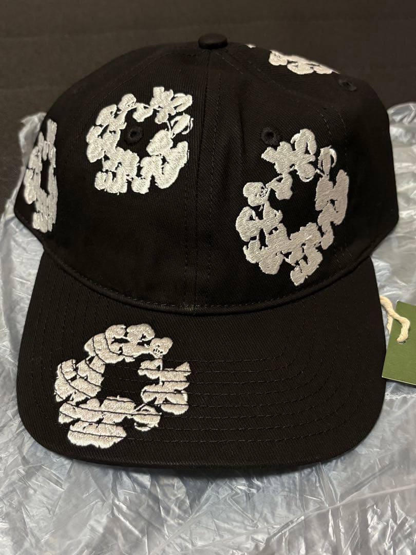 帽子 Denim Cotton Wreath Cap Black