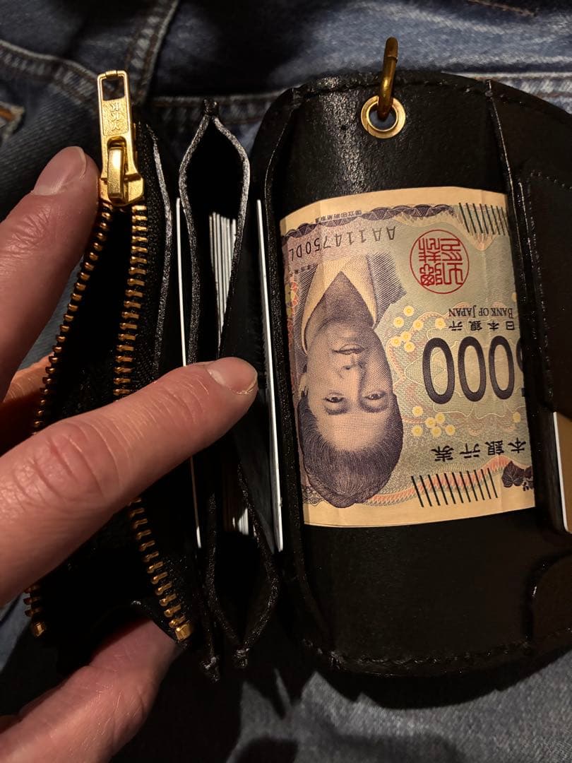 トラッカーウォレット　ミドルサイズ　国産姫路シボ革　シルバー925クロスボール