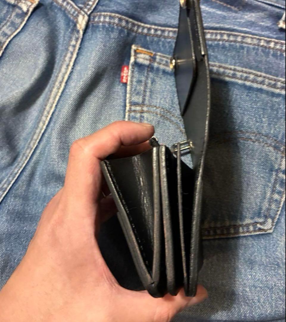 トラッカーウォレット　ミドルサイズ　国産姫路シボ革　シルバー925クロスボール