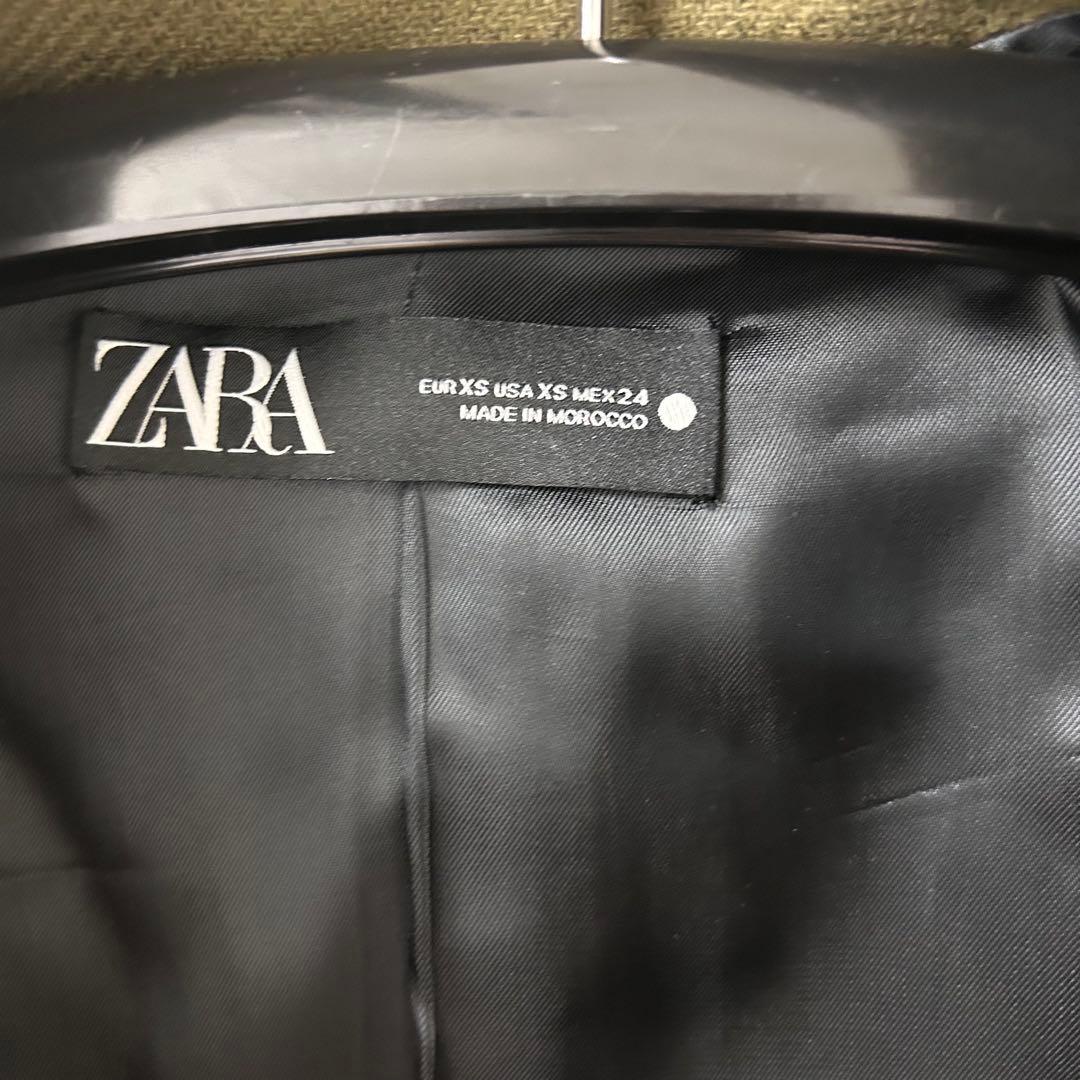 カーキ　オリーブ ダブルブレスト チェスターコート　ZARA