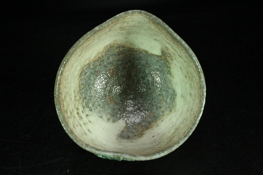 茶道具 桃形 粉引茶碗 共箱(K-A364)