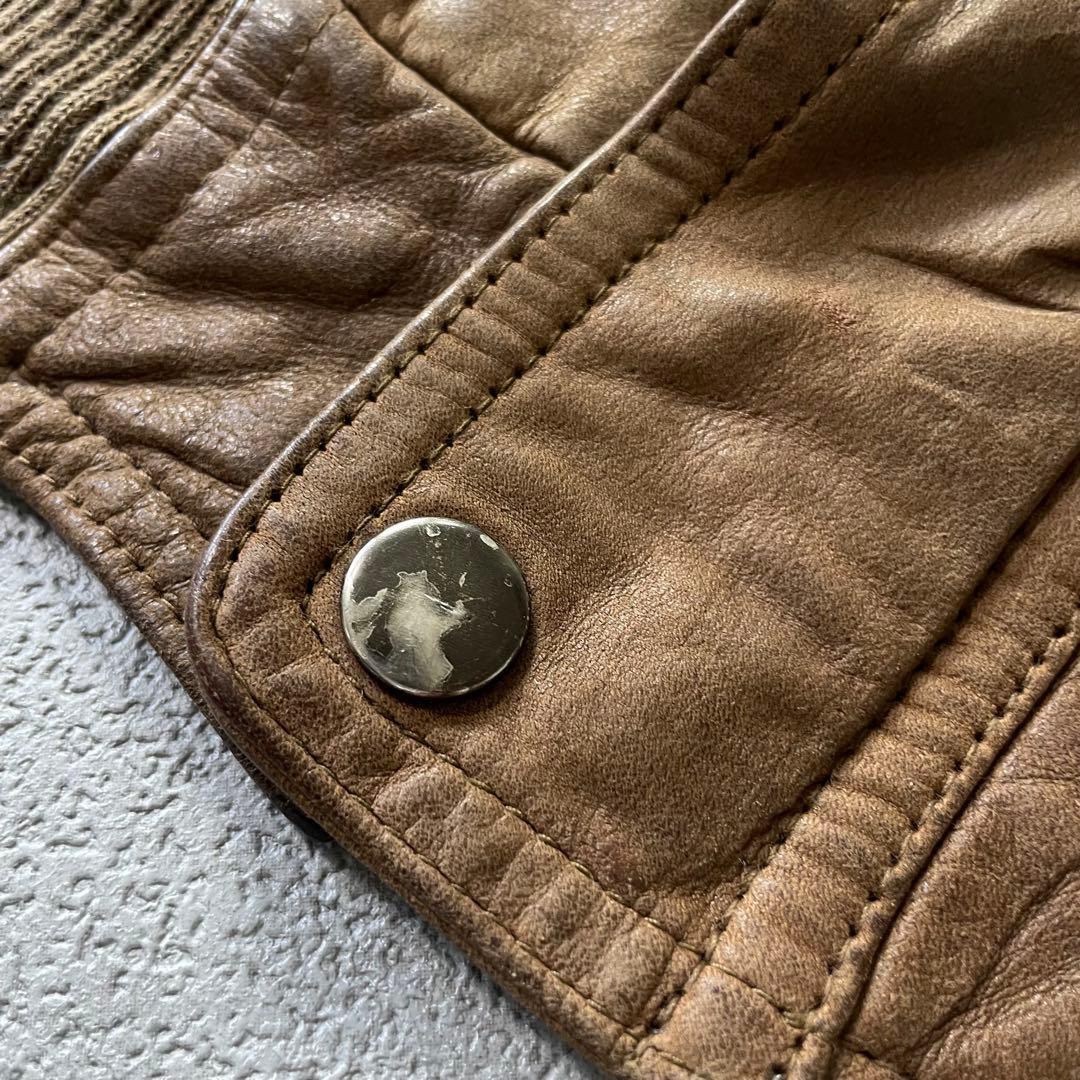 ジャケット・アウター Leather bomber jacket black brown 2X