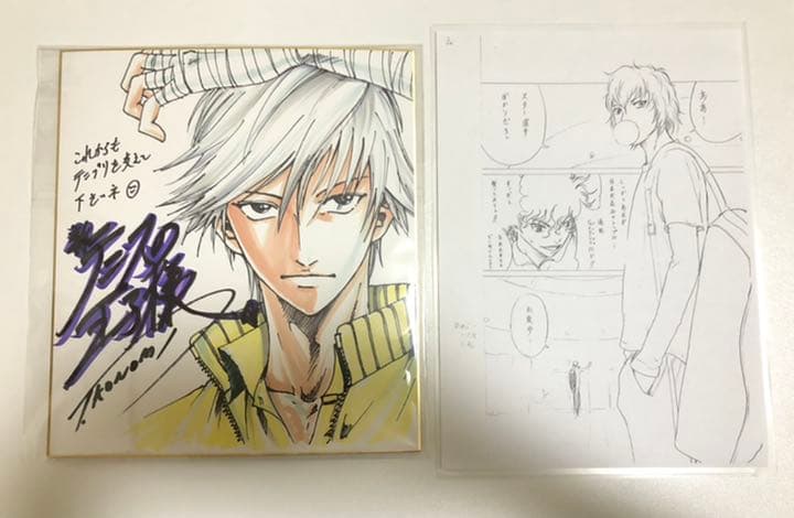 テニスの王子様 許斐先生直筆メッセージ入り色紙、原稿コピー、リーフレット