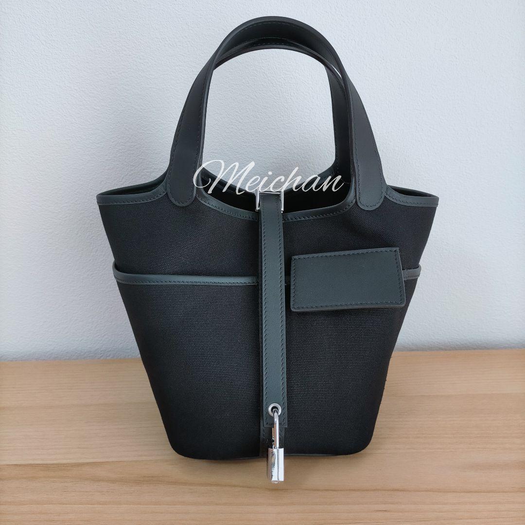 訳あり特価品 高級本革 キャンバス ポケット キューブバッグ PM