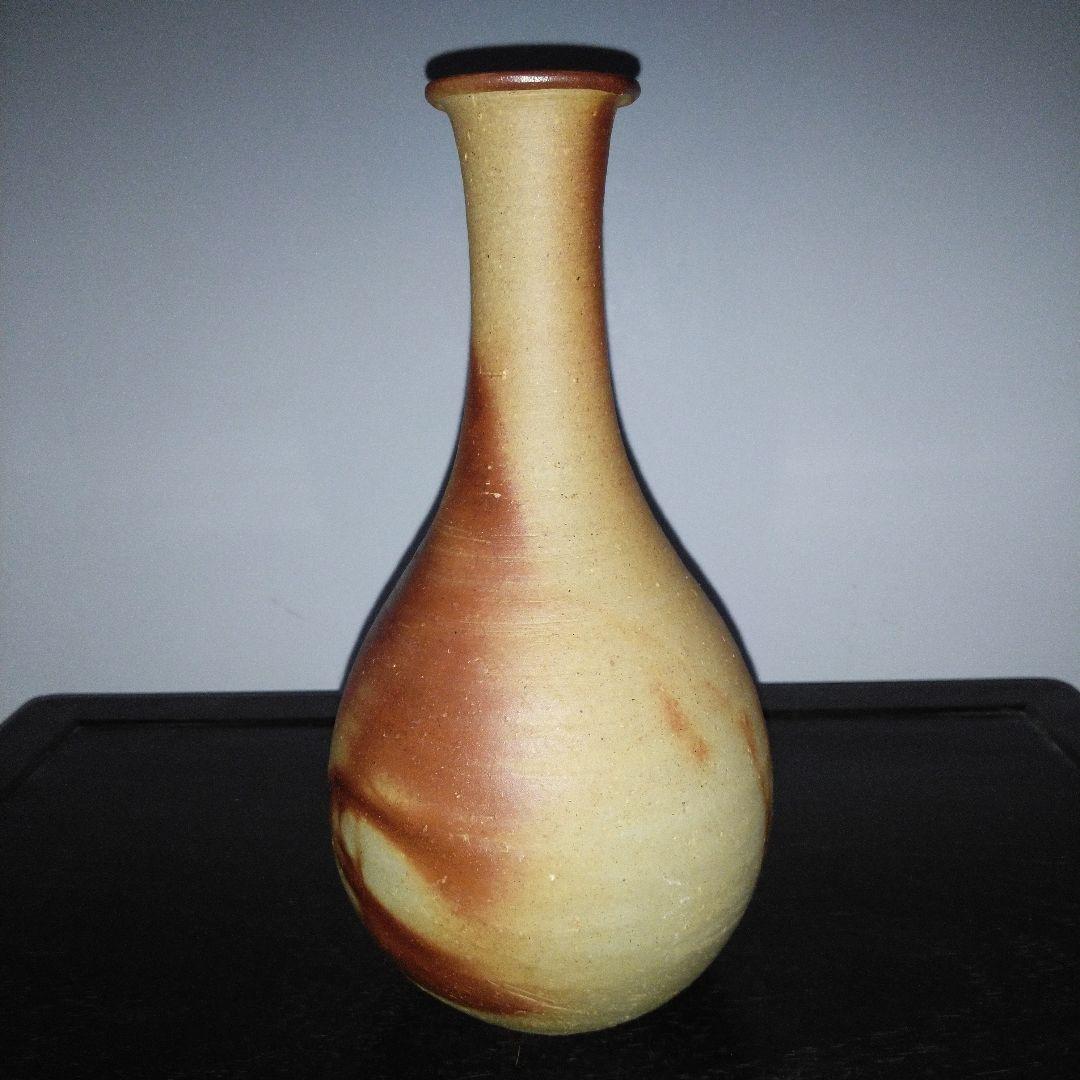 NO620 備前焼　花瓶　火襷　陶印アリ