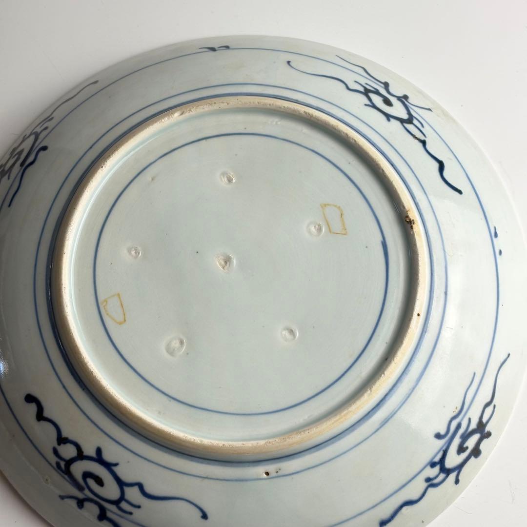 伊万里 染付 魚文 丸皿 骨董 皿 飾皿 絵皿 アンティーク