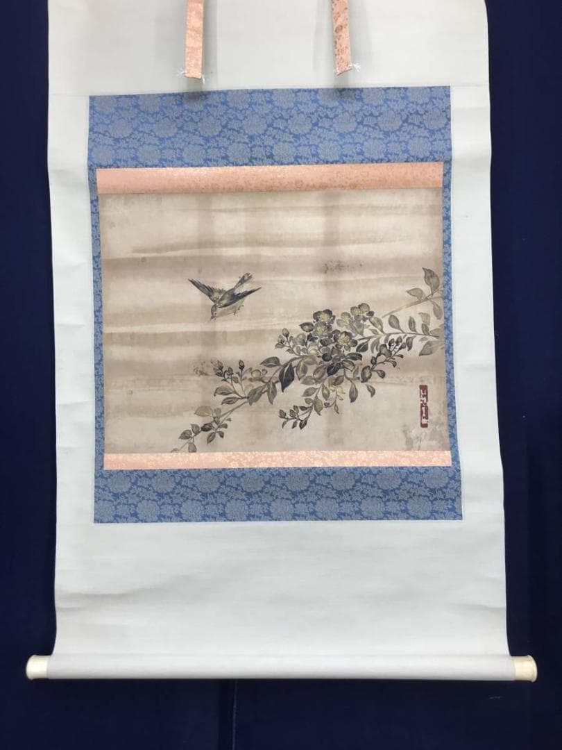 【模写】尾形光琳/花鳥図/横物/掛軸/名家伝来/AC-113