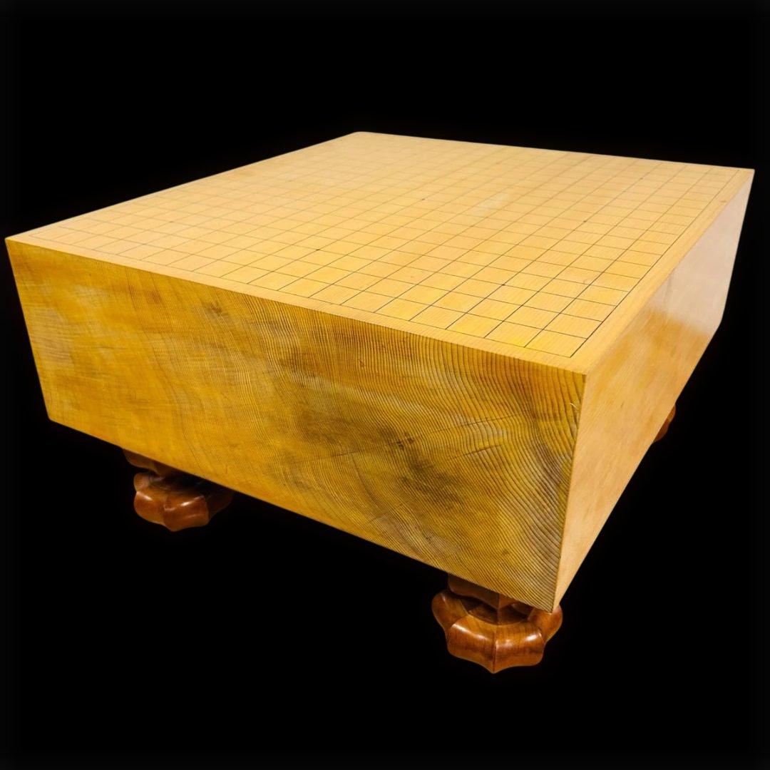 【高級】本榧 脚付碁盤 4.8寸 天地柾 柾目 ヘソ有り 19路盤 15kg