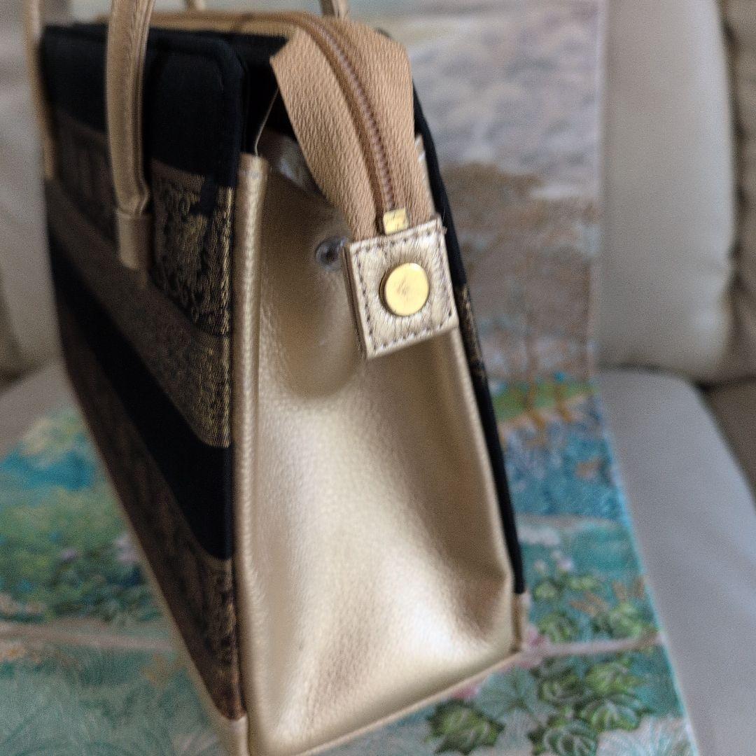 利休バック　和装用バッグ 上品　結婚式　黒　大きめ　正絹　美品