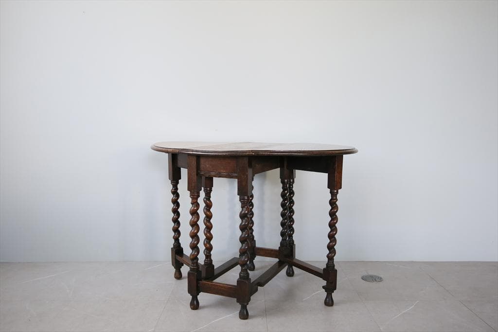 英国アンティーク木製ゲートレッグテーブル/ダイニング机バタフライ(91-262)