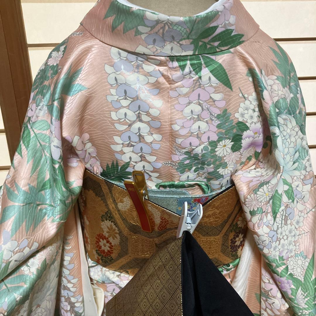 @*e様 振袖 藤の花　シルク