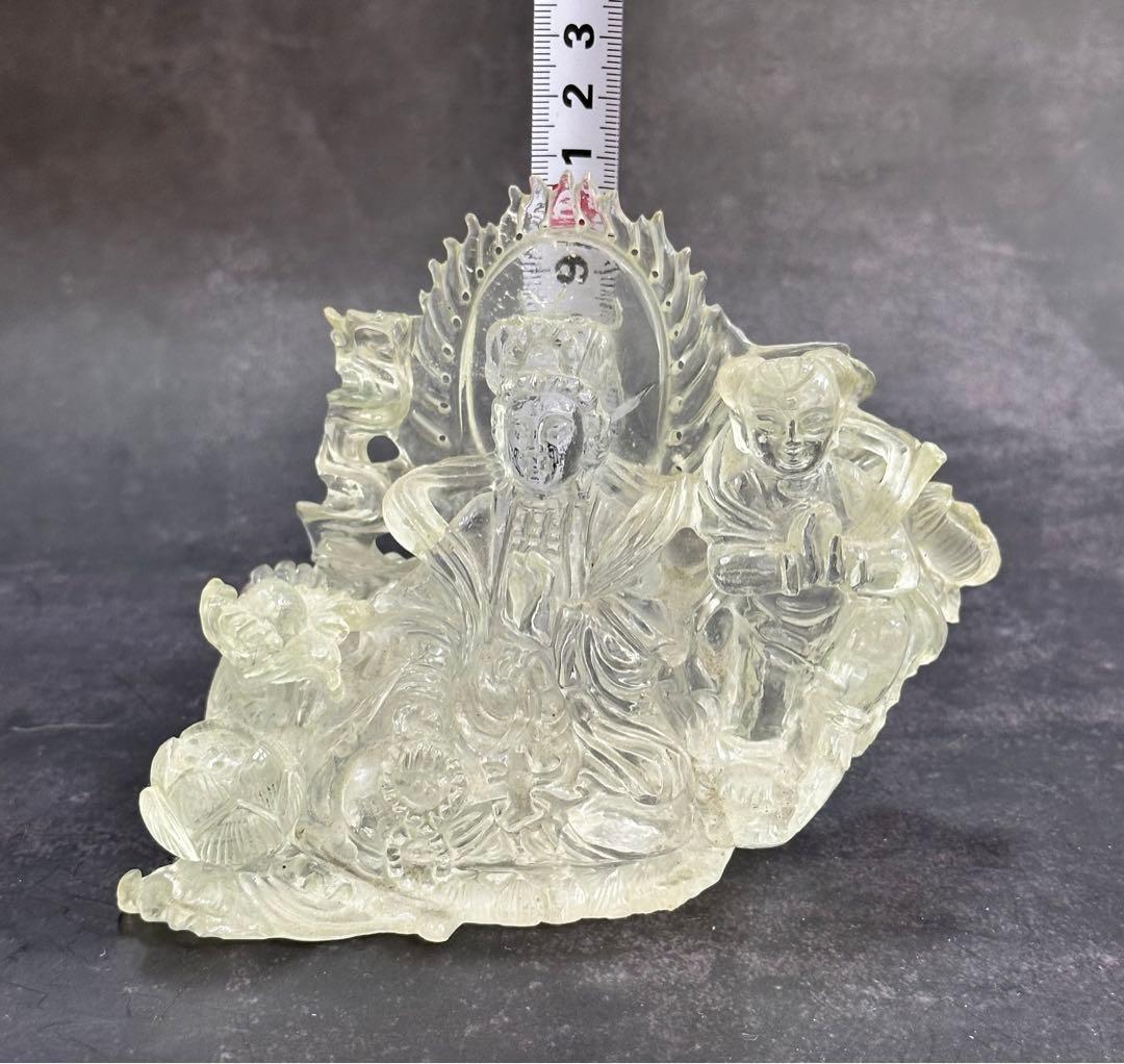 【⭐️稀少❣️開運⭐️】水晶　彫刻　仏像 羽衣 天女　クリスタル　⭐️貴重⭐️