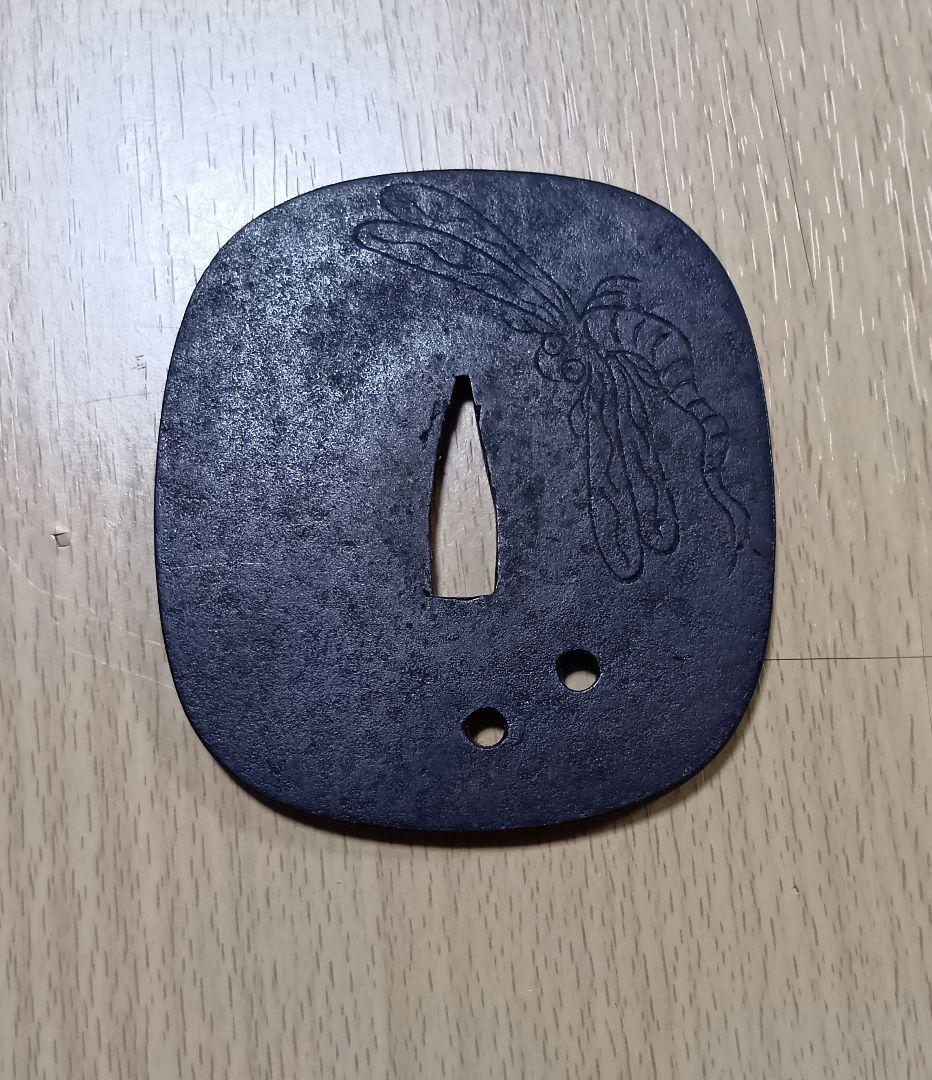 トンボ彫刻 鉄製 鍔(つば)