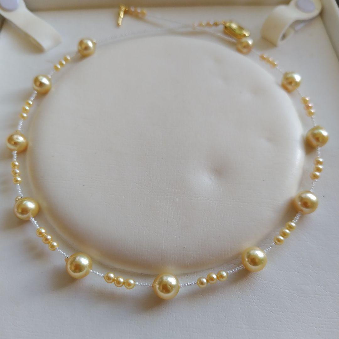 アコヤ真珠、あこやベビーパール　ゴールド(染)と、あこや砂芥子パール、オメガ風