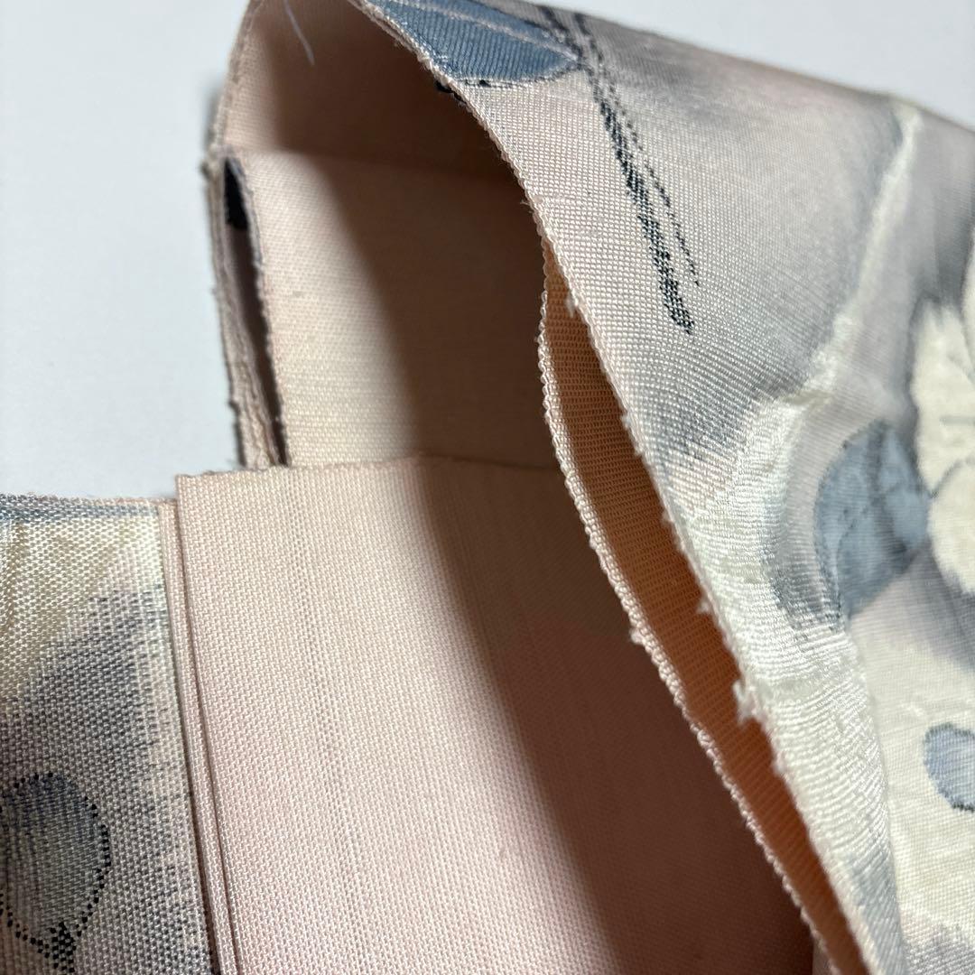 【ゆったりサイズ】ワンタッチ作り帯　✨手織り紬✨辻ヶ花模様✨織出し名古屋帯　八寸