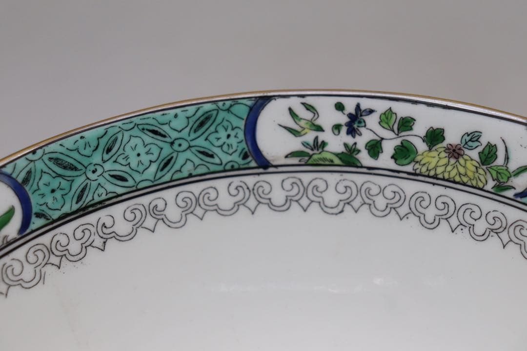 中国　清時代　瑠璃釉粉彩　山水楼閣紋お碗　送料込み1214