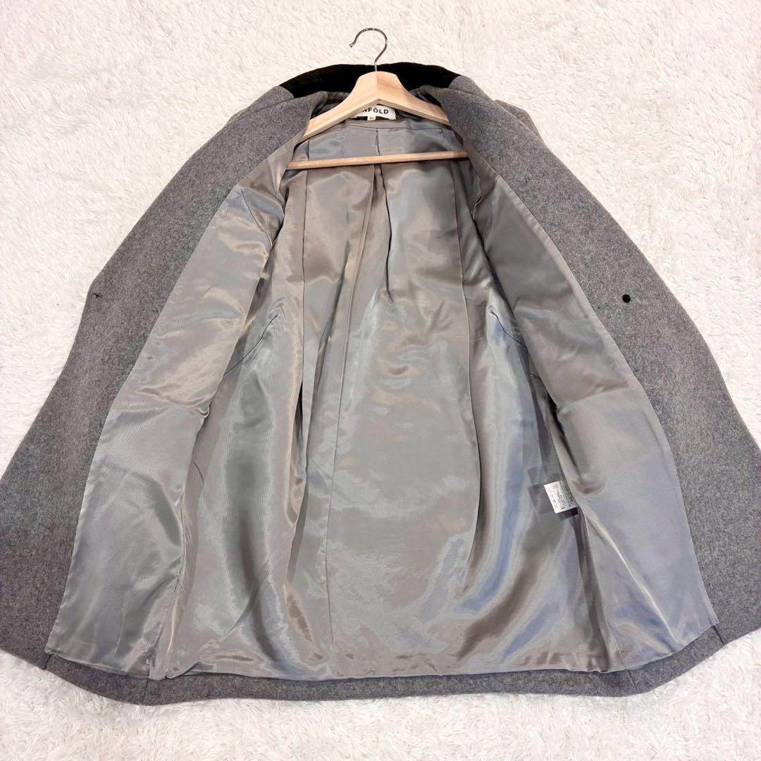 エンフォルド 圧縮メルトンチェスターコート ダブルブレスト　ロングコート 灰色