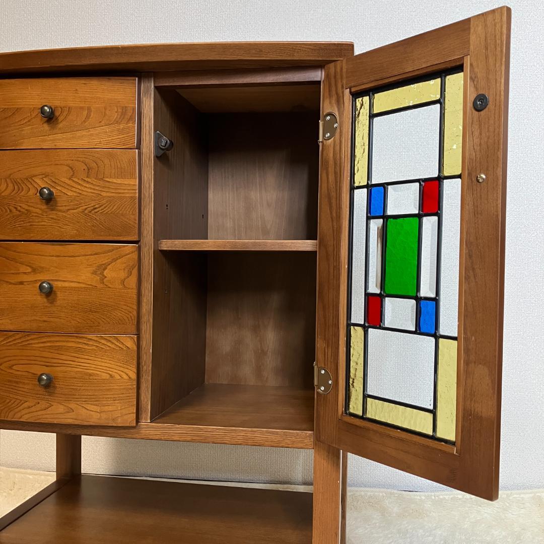 曙工芸　オーロラ3022　キャビネット　サイドボード　ステンドグラス