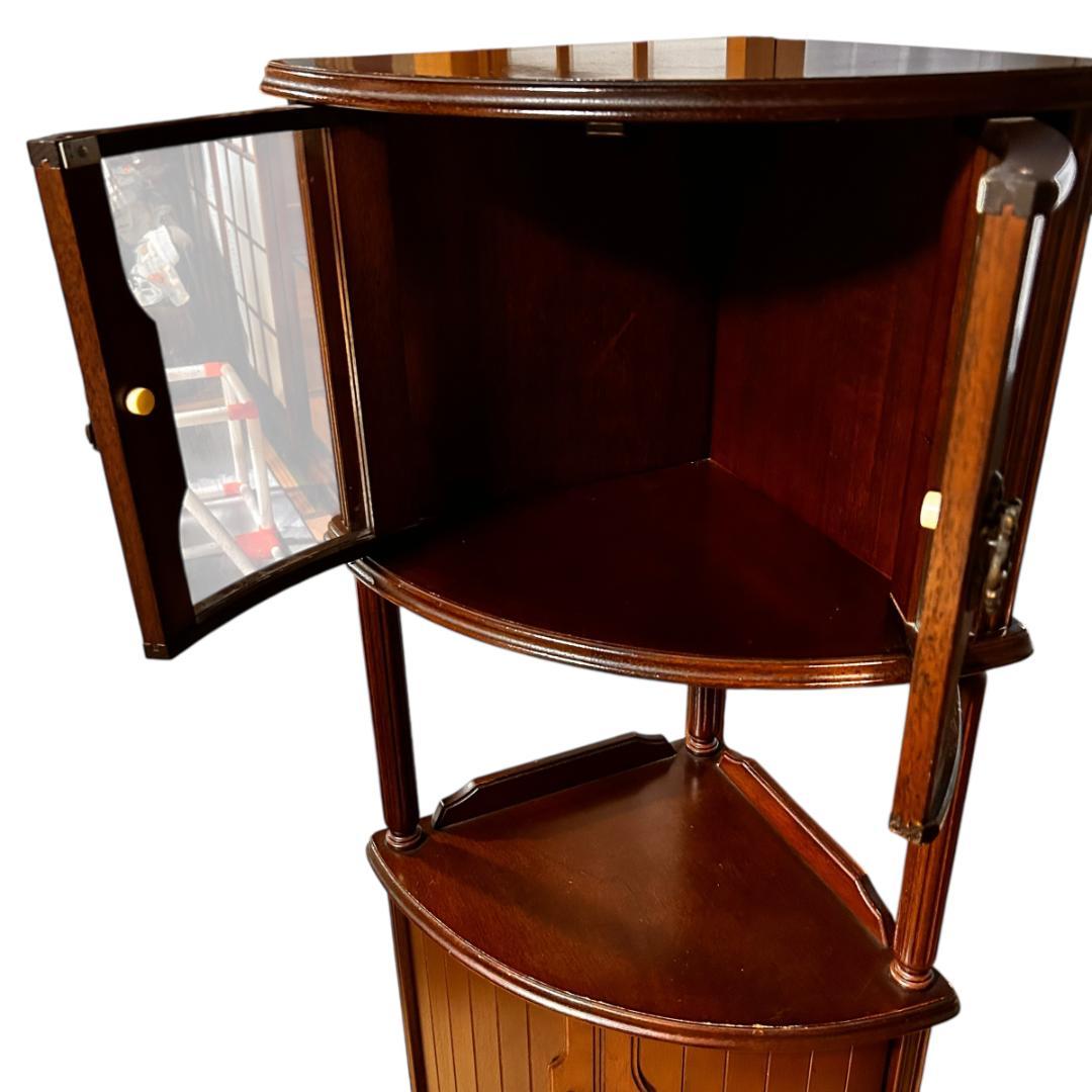 綾野製作所 アヤノクラフト コーナーキャビネット 木製3段 ダークブラウン