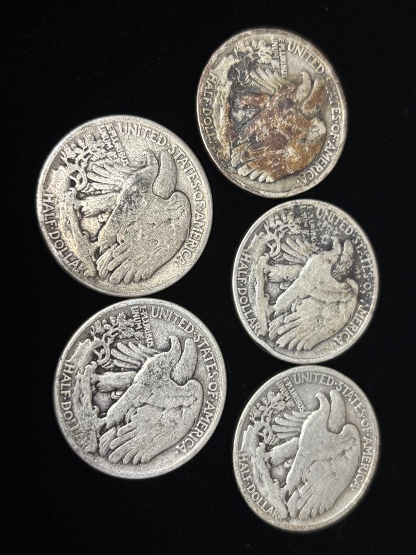 状態揃えハーフダラー 5枚セット【ウォーキングリバティ1941年】