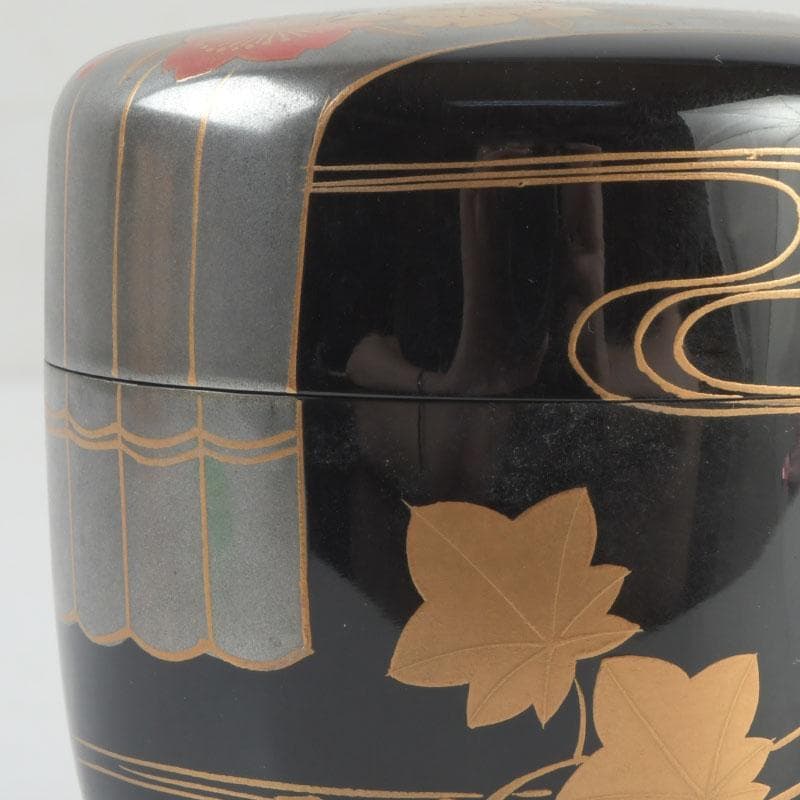 茶道具　小坂修斎作　花草蒔絵　大棗　共箱　V　9308