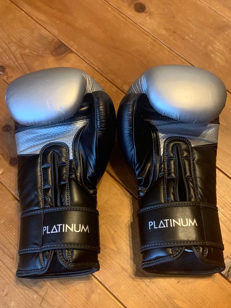 TITLE Platinum ボクシンググローブ ブラック/シルバー 14oz