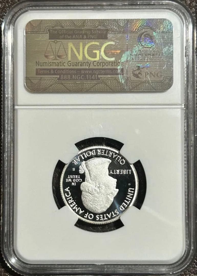 【最高鑑定】2010年銘　アメリカ　25セント銀貨　NGC鑑定　PF70