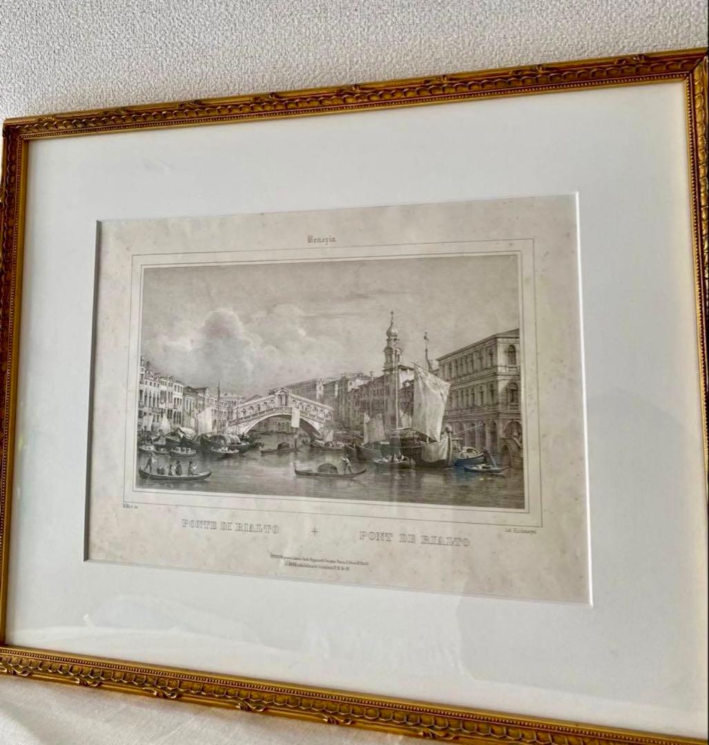 お正月特別価格❗️1800年後半　銅版　ベネチア　パリの高級アンティーク画廊で購入