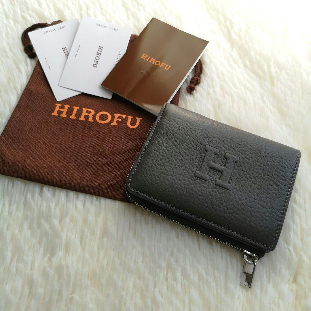 美品 HIROFU ソープラ ２つ折り財布 人気 グレー 付属品有り