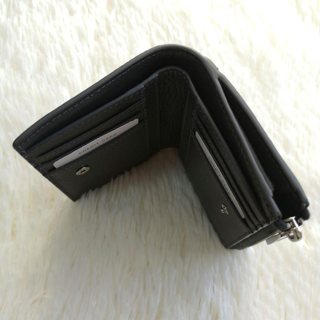 美品 HIROFU ソープラ ２つ折り財布 人気 グレー 付属品有り