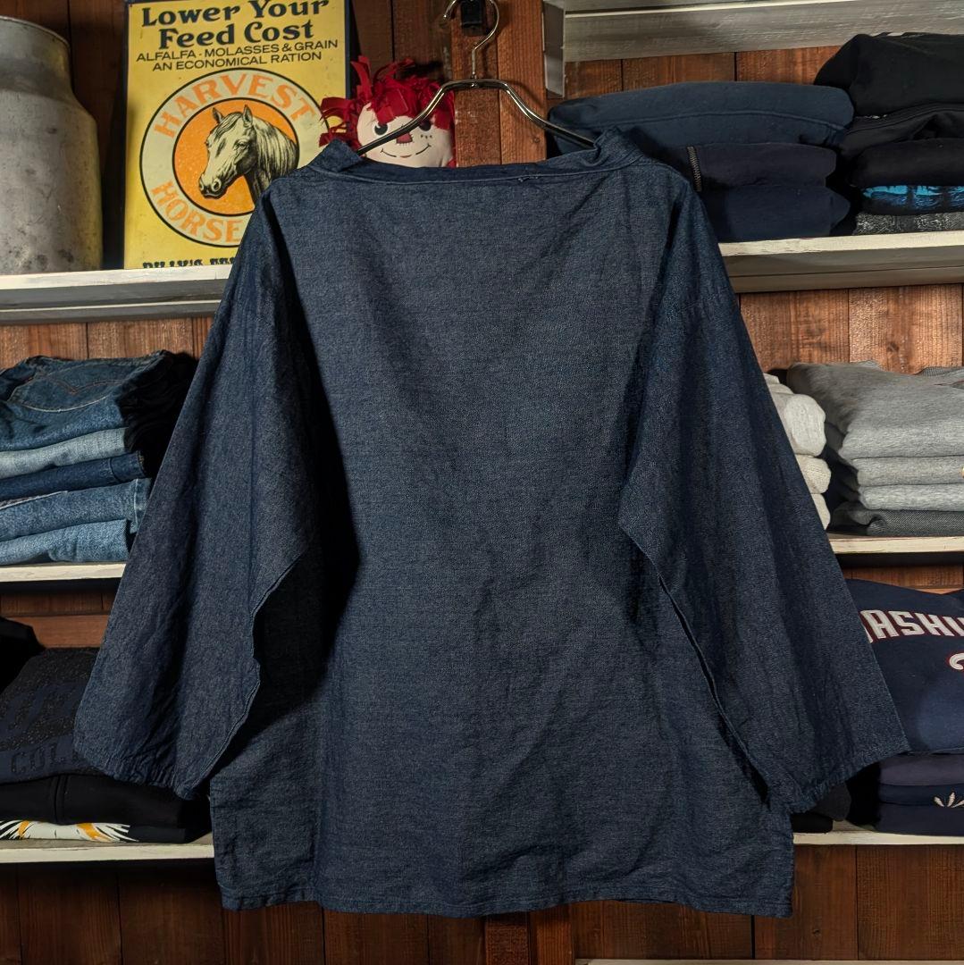 80s　ユーロヴィンテージ　フィッシャーマンスモック　インディゴデニム　ワイド