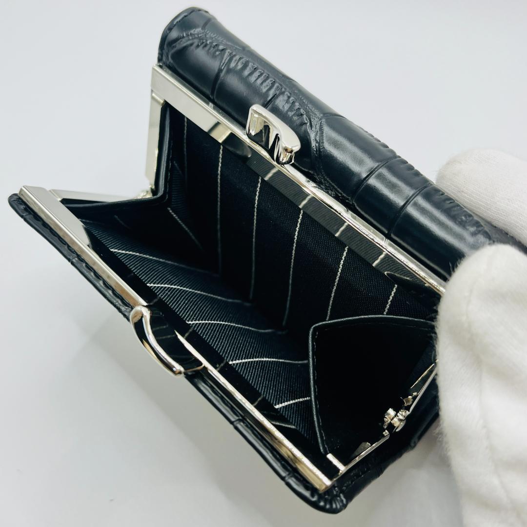 Vivienne Westwood 特価 がま口 定番 折財布 黒 ウロコ柄
