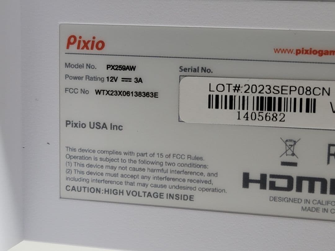 美品 Pixio PX259AW 240Hz モニター 24.5インチ ホワイト