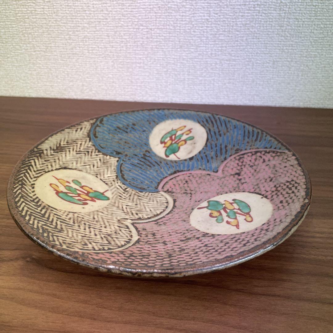 【人間国宝】島岡達三 象嵌赤繪 草花文皿