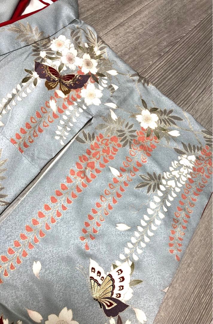 振袖　着物　帯　セット　成人式　水色　蝶　桜　ブルー系　前撮り