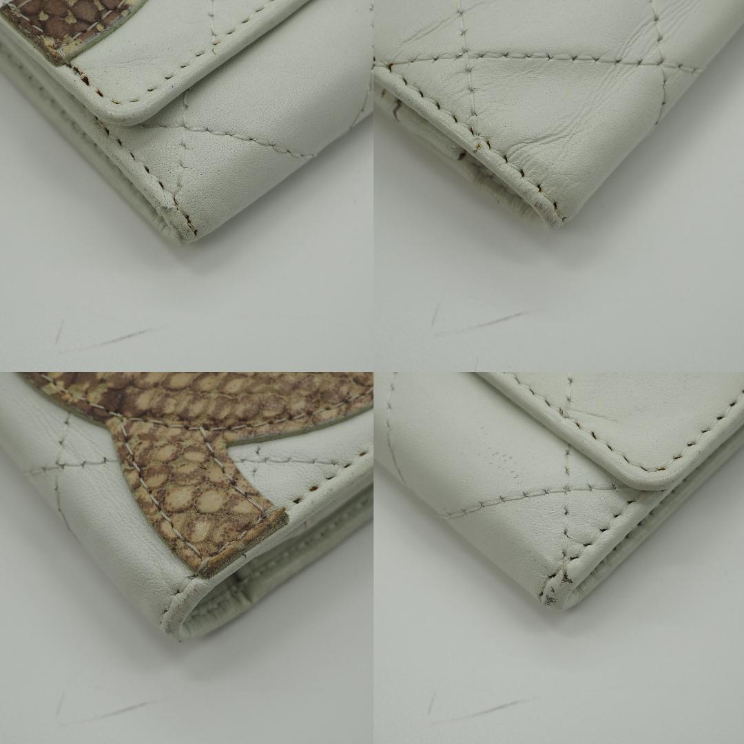 CHANEL シャネル カンボンライン パイソン 二つ折り財布 ホワイト系