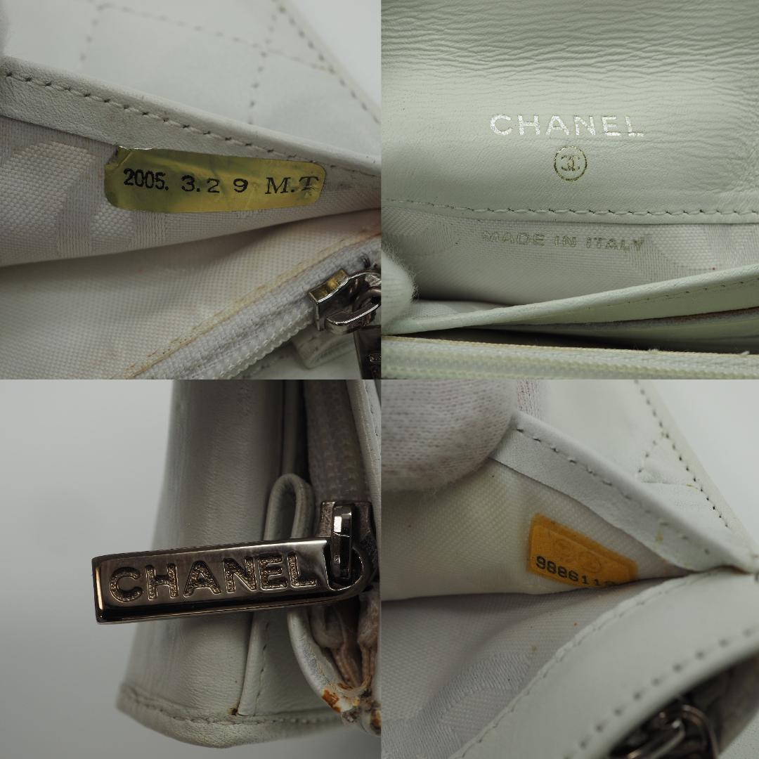 CHANEL シャネル カンボンライン パイソン 二つ折り財布 ホワイト系
