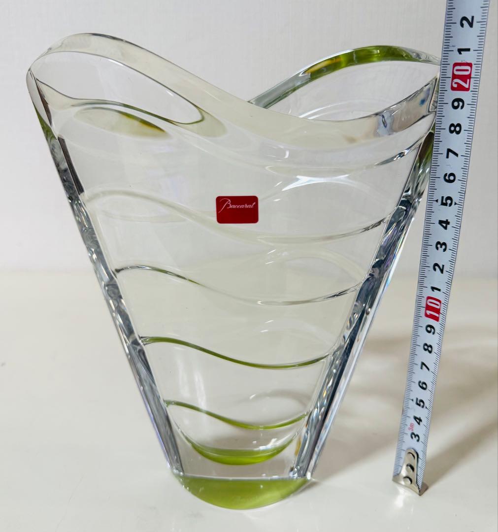 Baccarat バカラ クリスタル ウェーブグリーン ベース 花瓶ガラス