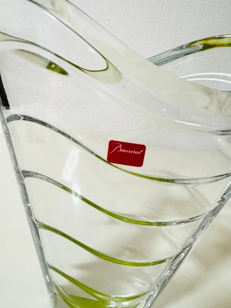 Baccarat バカラ クリスタル ウェーブグリーン ベース 花瓶ガラス