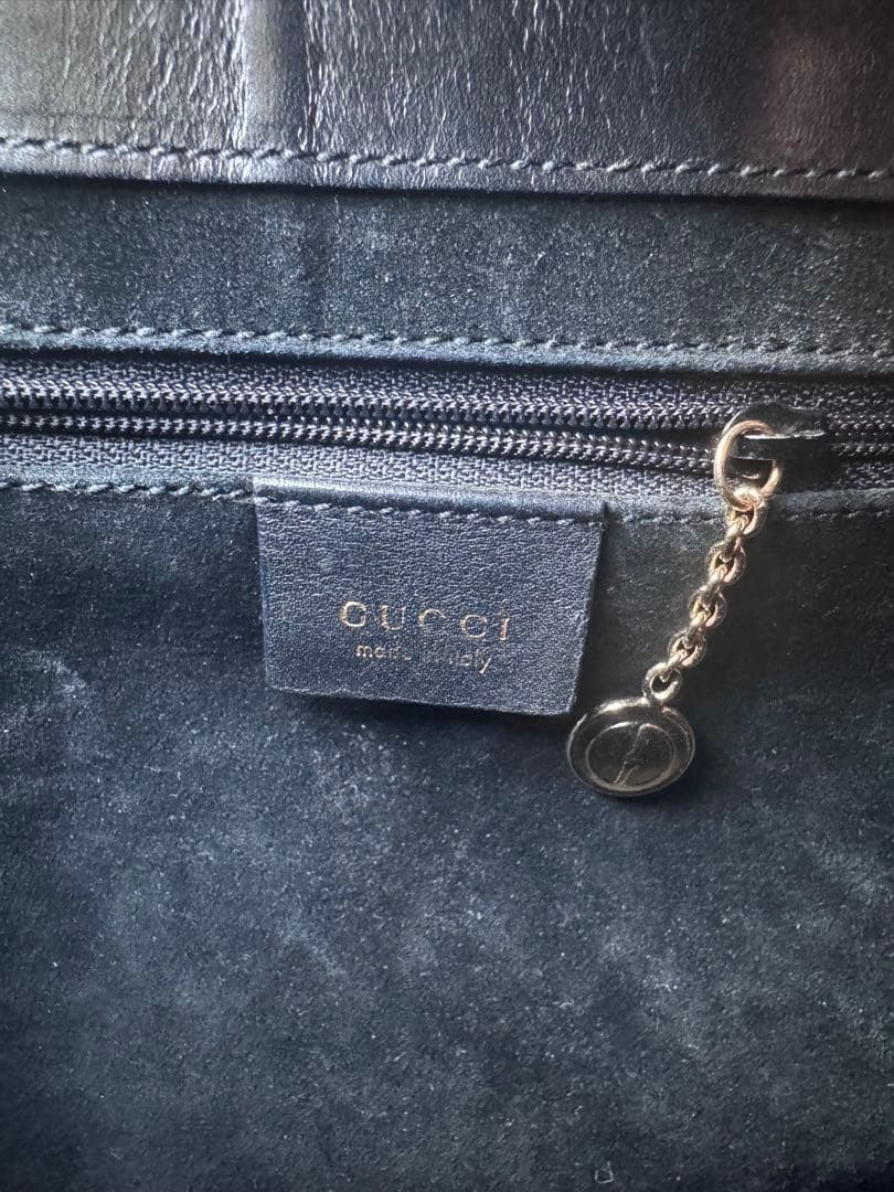 【VINTAGE】GUCCI バンブーハンドル レザー ハンドバッグ 黒