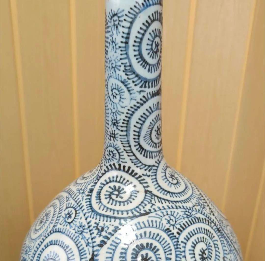 古伊万里　蛸唐草模様　鶴首徳利　花瓶