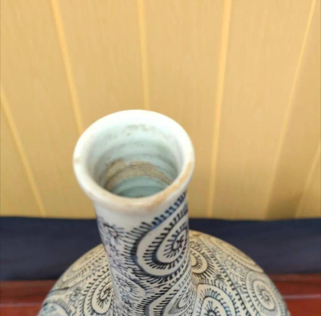 古伊万里　蛸唐草模様　鶴首徳利　花瓶